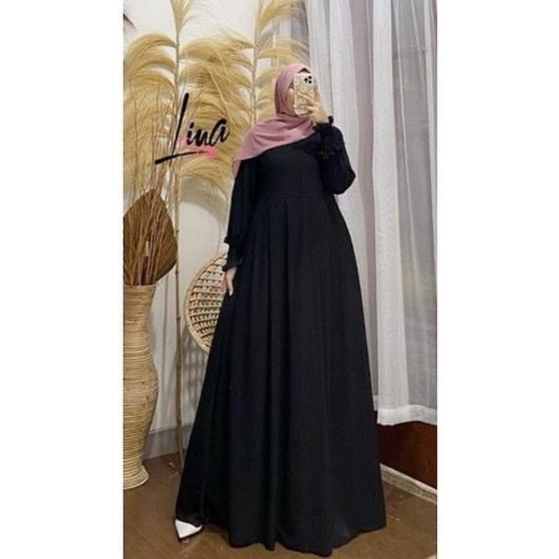 Dress Muslim. Pakaian Wanita. Dress ceruty. Lina Dress. Baju Syari