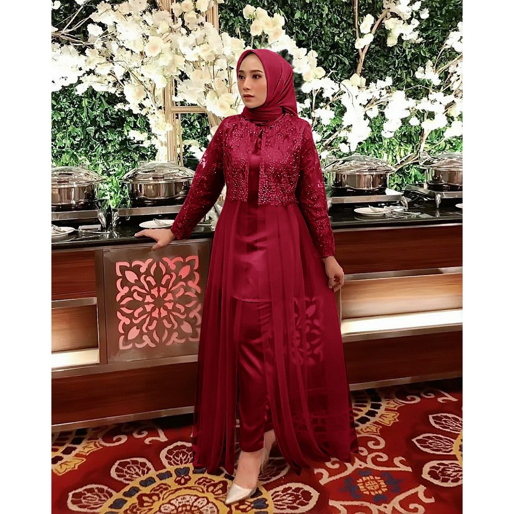 SET ATTELIER JUMBO BRUKAT/ SET WANITA KONDANGAN/SET GAMIS MUSLIM/SETELAN WANITA TERBARU/SET IMPORT