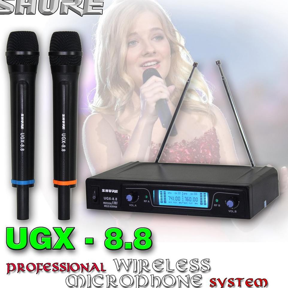 Mic wireless shure PGX 8.8 ( Handheld ) -hitam suara mantap