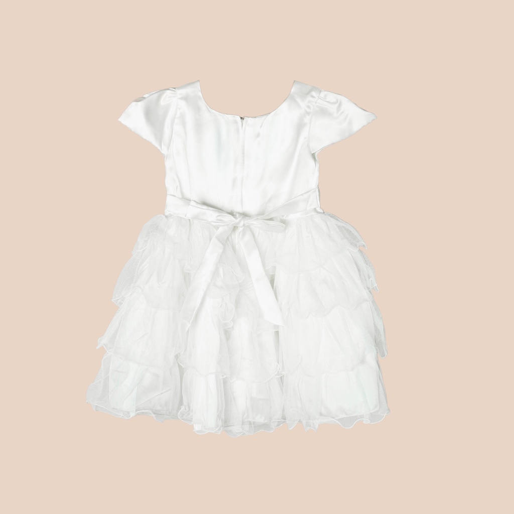 Kayma Dress Anak Perempuan Satin Ruffle Lace Pita Elegan 1603