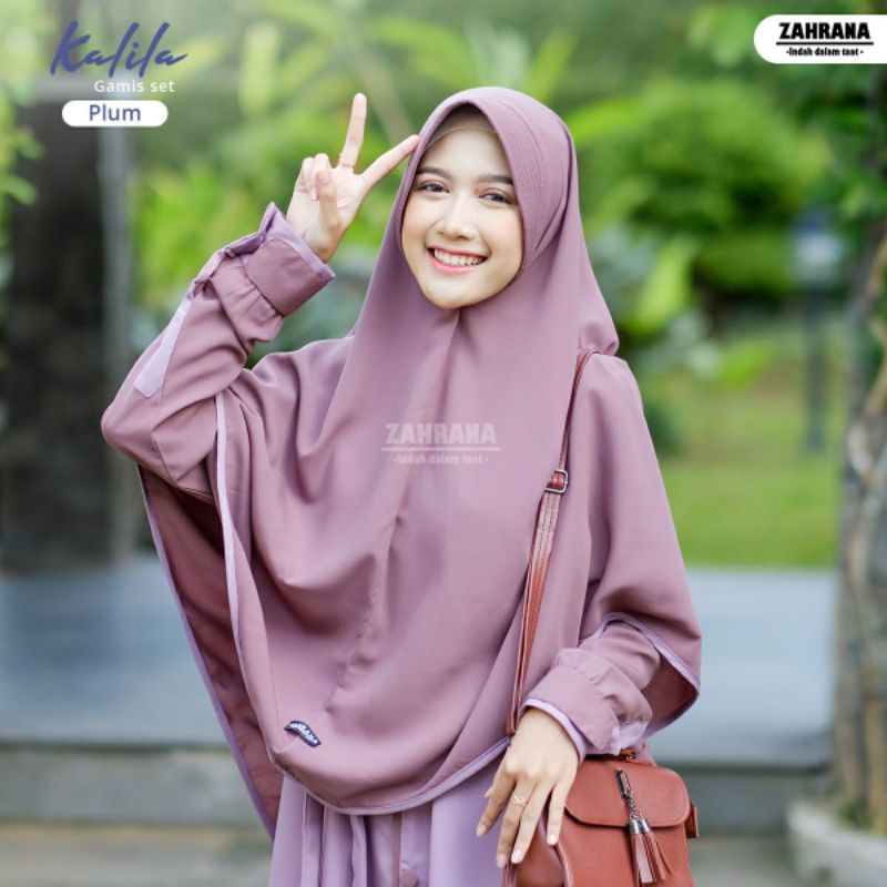 Gamis Kalila By Zahrana Indah dalam Taat -  Matterial Rainbow Twill mix Nirmala