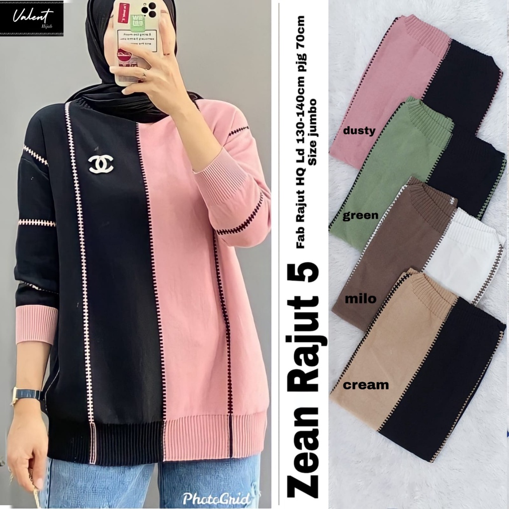 Baju Sweater Rajut Wanita Zean 5 All Size Fit To Jumbo Import Premium