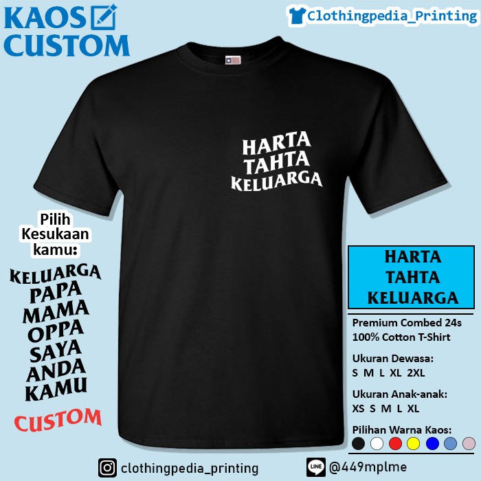 Jual Kaos Baju Custom Harta Tahta Keluarga Papa Mama Oppa Saya Anda