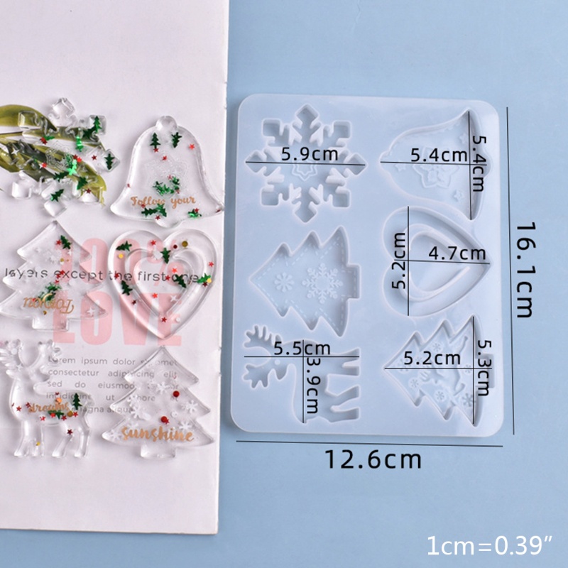 Siy Cetakan Epoxy Resin Bentuk Hati / Lonceng / Rusa Bahan Silikon Untuk Dekorasi Pohon Natal Diy