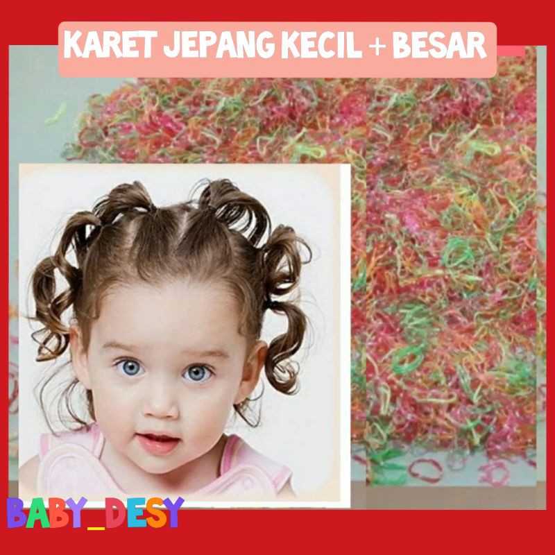 KARET RAMBUT JEPANG BESAR + KECIL / KARET RAMBUT BABY BALITA BUNDA