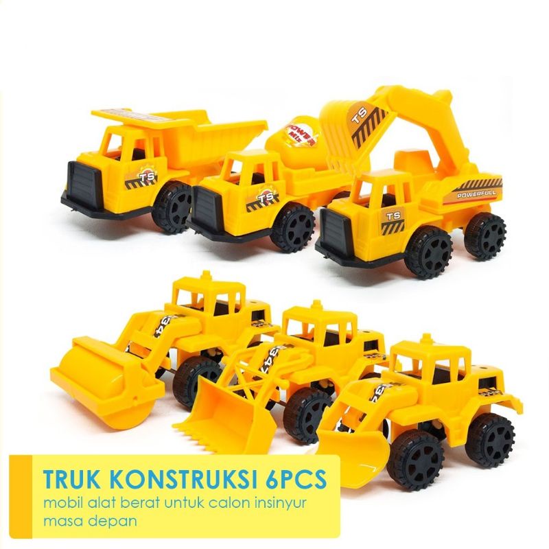 Construction Trucks 6pcs Mobil Konstruksi Alat Berat Beko Truk Konstruksi Warna Mainan Mobil Mobilan