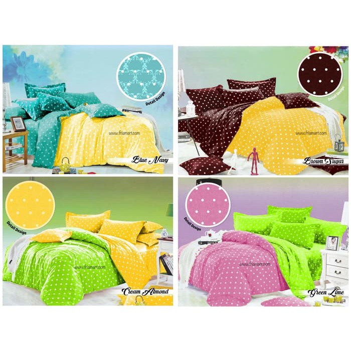 Sprei polkadot ROMEO T20 King Queen Single Small Bed Size uk 180x200 160x200 100x200 Tinggi 20 Sprei Katun Halus Murah