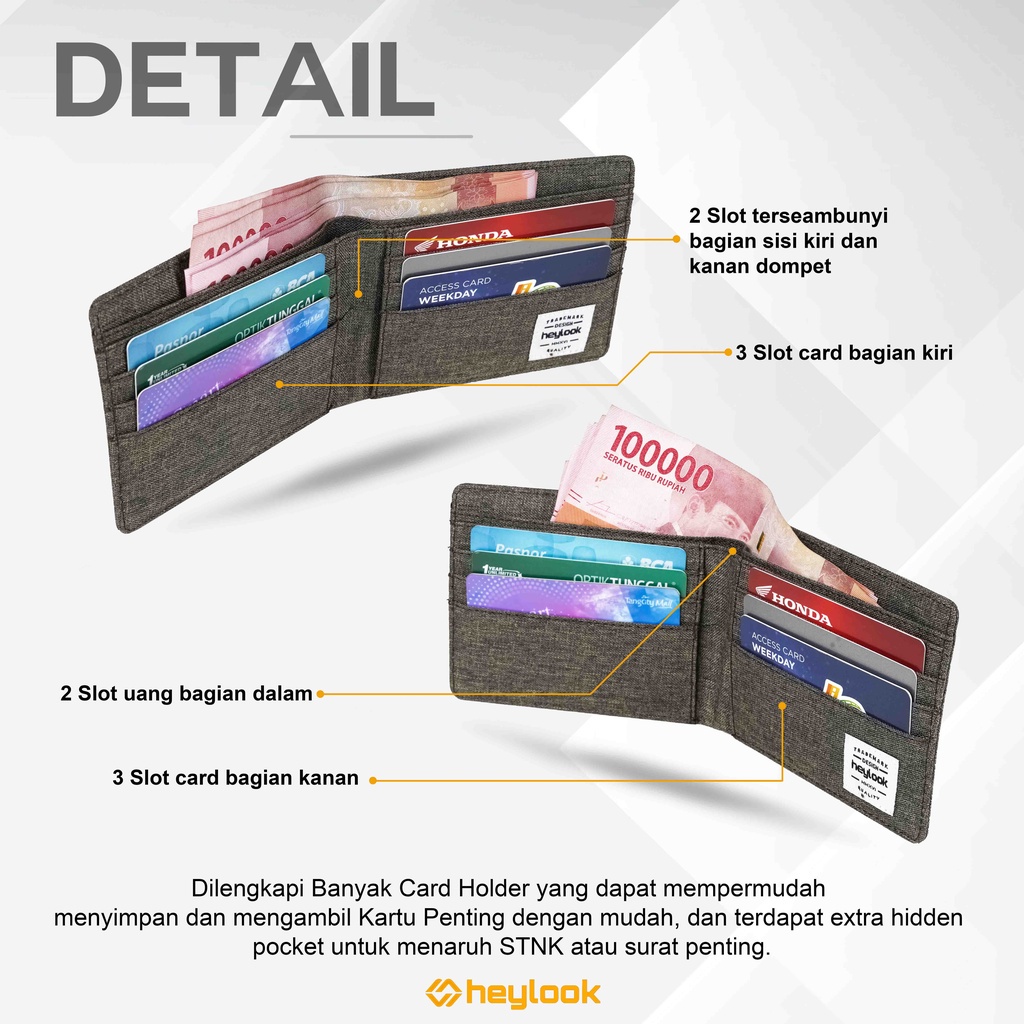 HEYLOOK Project - Dompet Pria Pendek DALLAS Dompet Denim Lipat Premium Pria Distro