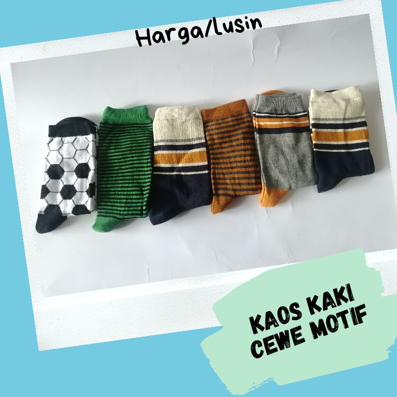 ( 12 PASANG ) Kaos Kaki Cewe Motif Keren