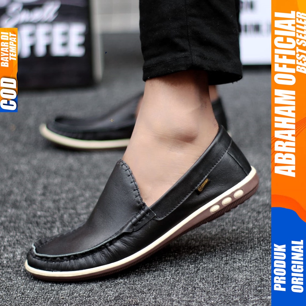 Sepatu Kulit Hitam Formal Kerja Pantofel Pria Abraham Myht