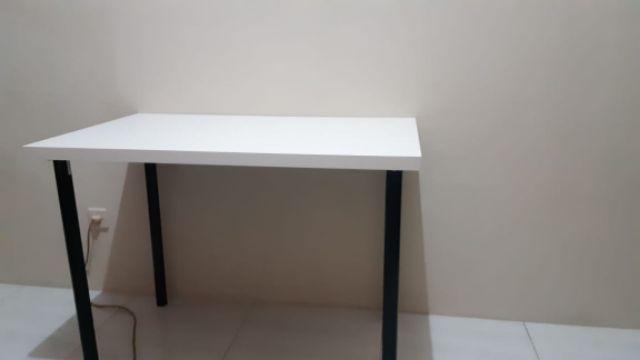 1.meja Minimalis Serbaguna Putih Hitam 100x60,meja Makan,meja Kerja,meja Belajar