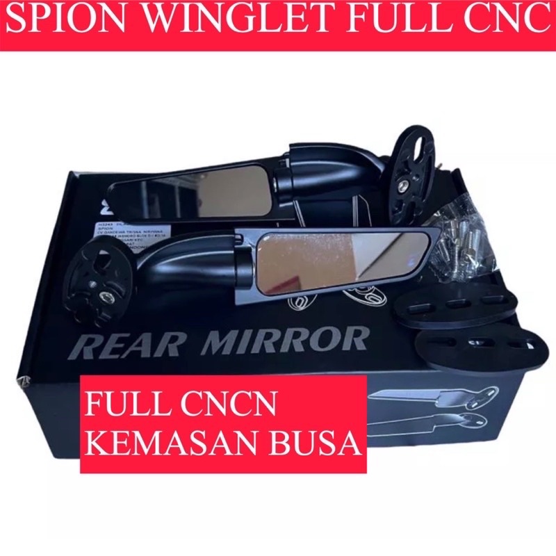 SPION WINGLET FULL CNC KEMASAN BUSA STEALTH MODEL RIZOMA F22 BLACK R ZX25R NMAX OLD DAN NEW NINJA 250FI KARBU CBR R15 R25  REAL MIRROR DLL UNIVERSAL SEMUA MOTOR SPION WINGLET FULL CNC KEMASAN BUSA+FREE KUNCI L