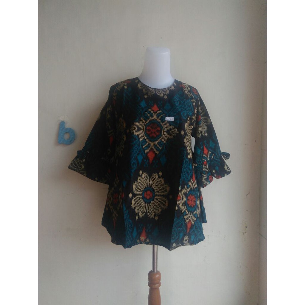 ATASAN BLOUSE TOP BATIK SONGKET ETNIK LENGAN TEROMPET