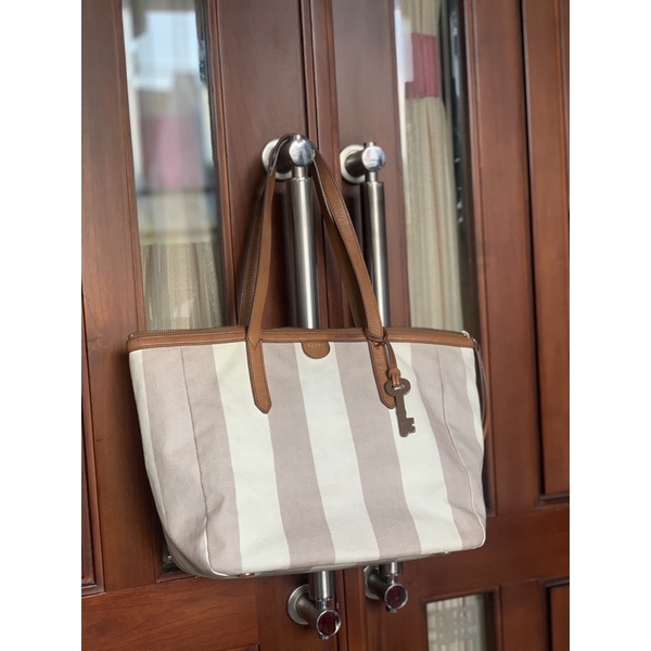 PRELOVED Tas fossil sydney shopper stripe