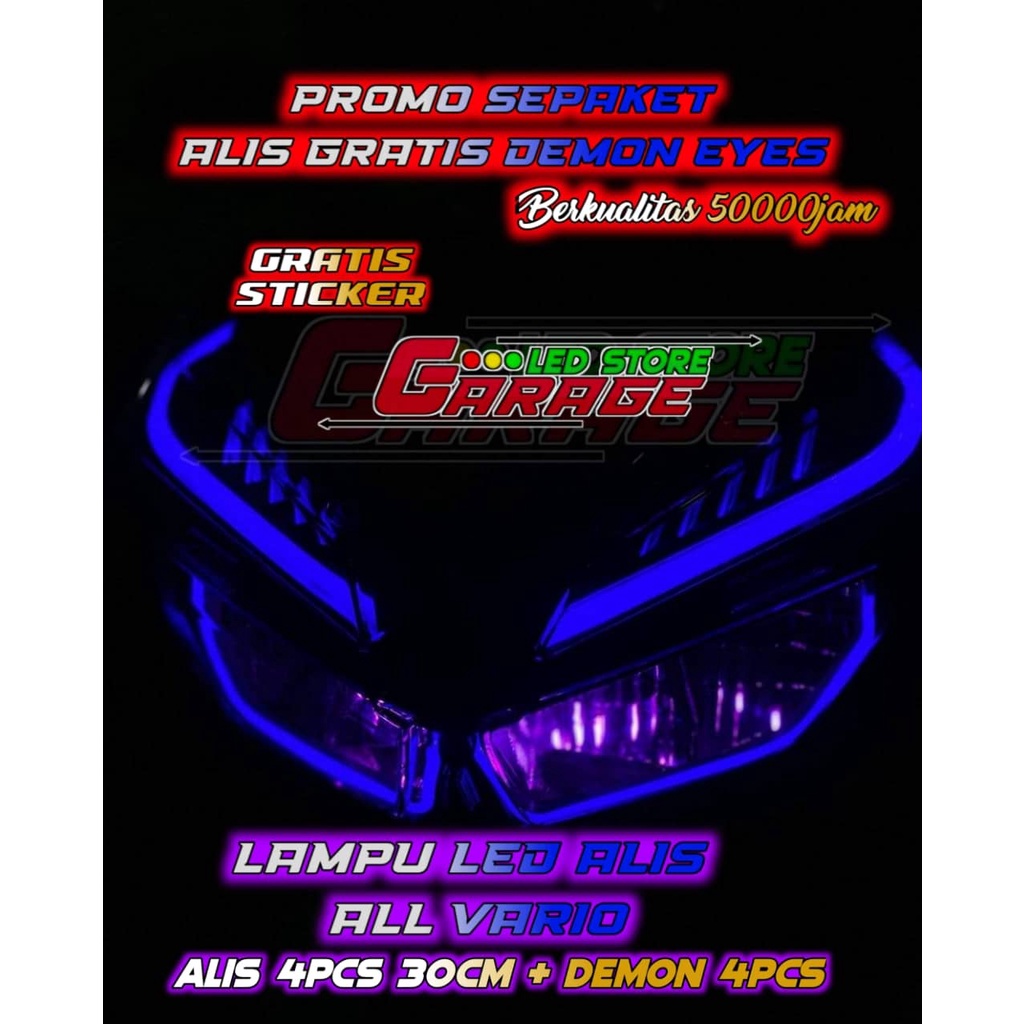 SEPAKET XTRA LAMPU LED ALIS  ALL VARIO GRATIS DEMON EYES BERKUALITAS BAGUS FREE STICKER DAN KARDUS