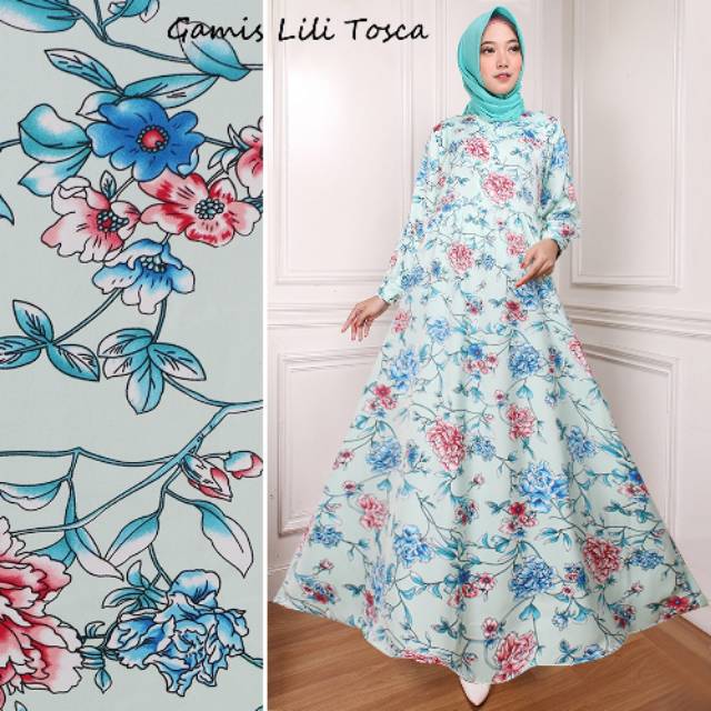 RR Fashion Muslim Pakain Muslim Baju Hijab Dress Muslim Gamis Motif LILI 3 warna