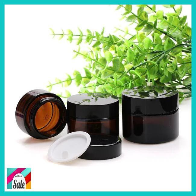 MAKEUPKEMASAN- JAR KACA AMBER / POT CREAM KACA AMBER 20GR /30GR /50GR - 20ML -KECANTIKAN.