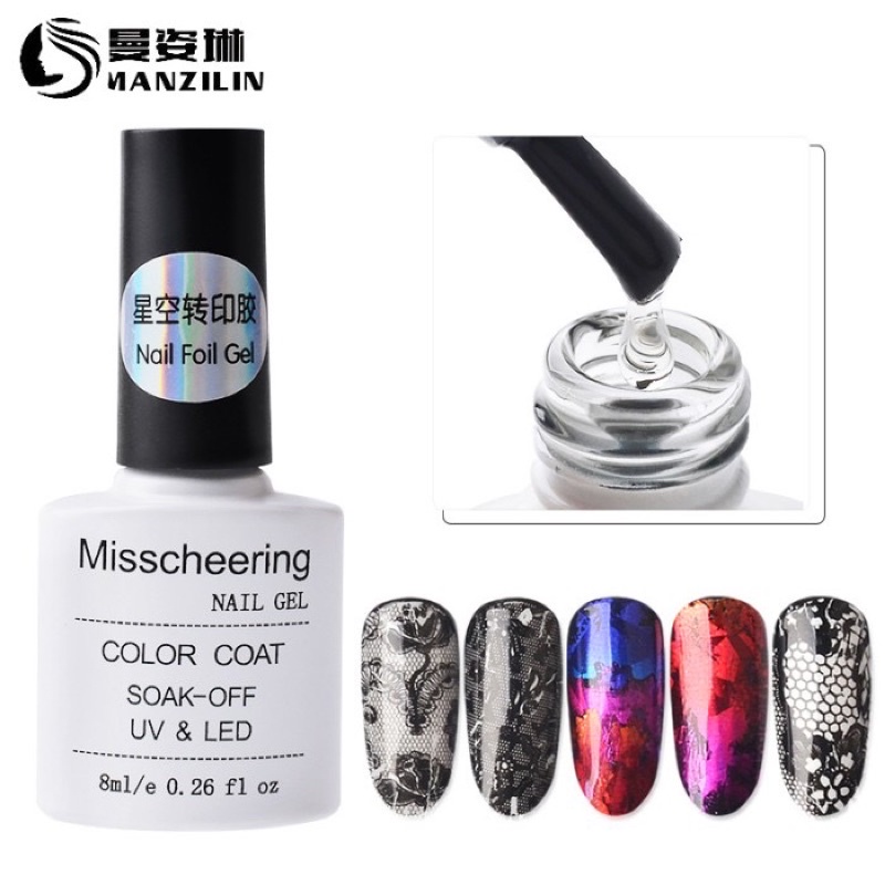 MISCHEERING NAIL GEL FOIL POLISH KUTEK GEL LEM FOIL NEMPEL MERATA NAIL ART MAIL FOIL GEL