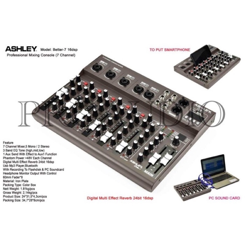 Mixer Ashley 7 Channel Better-7 Better 7 Better7 USB BT Garansi 1 Tahun Ashley Original