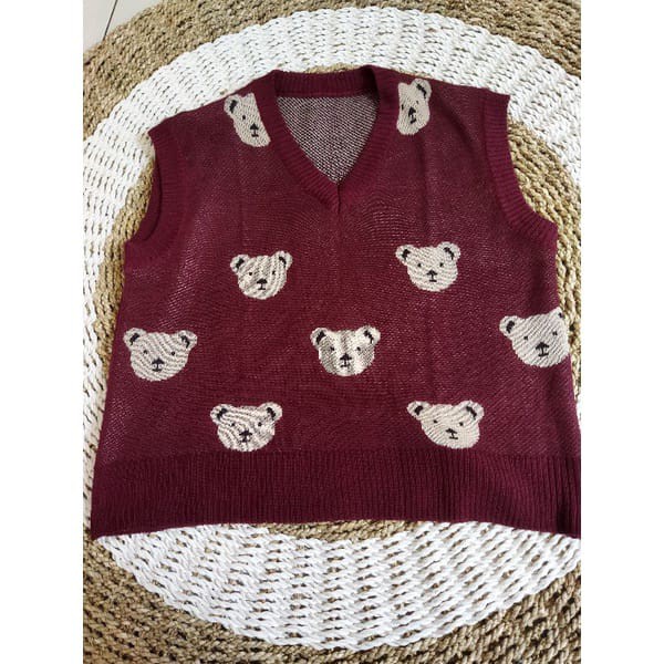 TERMURAAAH! Vest Bear Knit impor premium _rompi korea - rompi rajut7get-Rajut_komputer