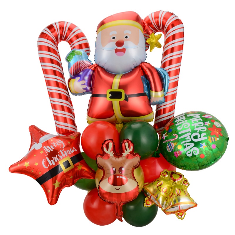 20 / 25pcs / Set Balon Aluminum Foil Bentuk Topi Santa Claus Warna Hijau Untuk Dekorasi Natal