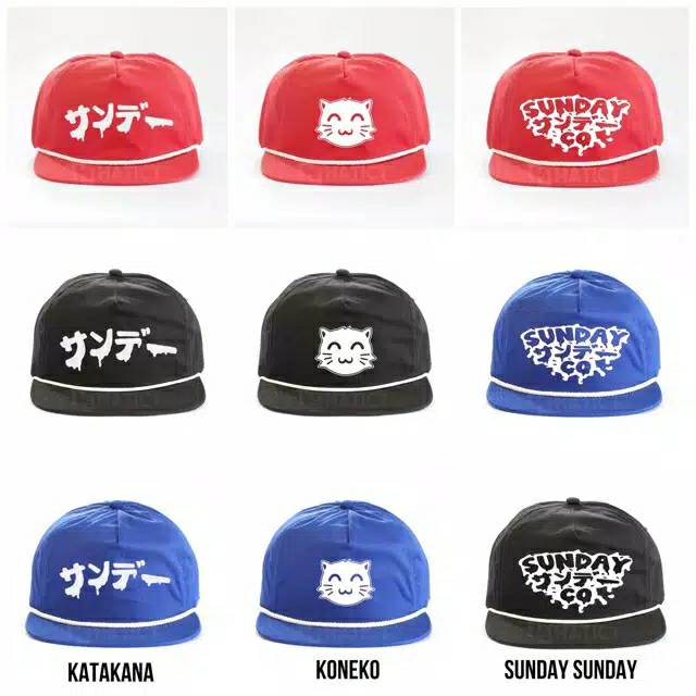 TOPI SNAPBACK SUNDAY | KONEKO | AHAD | KATAKANA TERMURAH