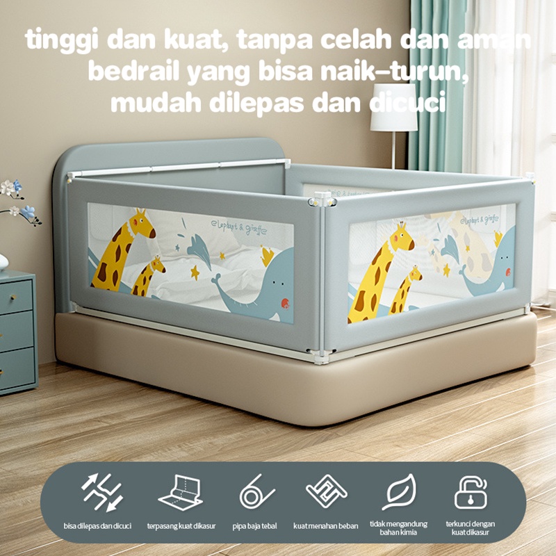 Baby Bedrail Bed Guard Rail / Fence Pembatas Pengaman Pagar Kasur Ranjang Anak Vertical Lift Adjustable Bayi Bed Rail Safety Guard