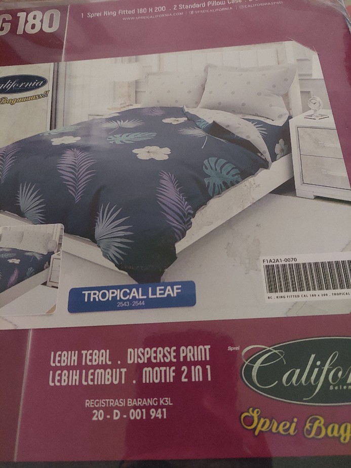 California Sprei 180x200 Mickey Mouse Shaba Vardia Lore Frozen Meow Ola Tropical Leaf - 180 160 Sp