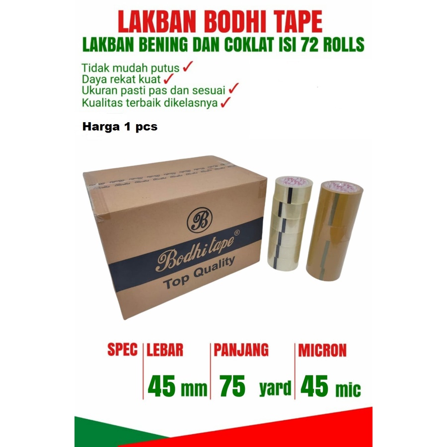 Lakban Bening 75 yard FULL x 45mm Warna Bening