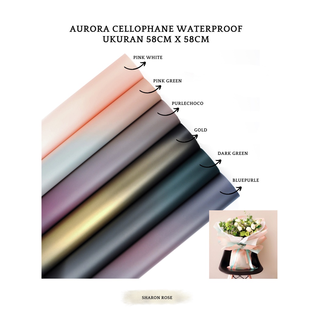 

AURORA FLOWER WRAPPING / KERTAS BUKET BUNGA MOTIF AURORA / FLOWER WRAP CELLOPHANE WATERPROOF 14