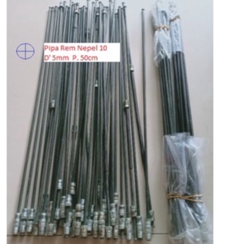 Pipa selang Minyak Rem Nepel 10. Diameter 5 mm Panjang 50 cm (besi)