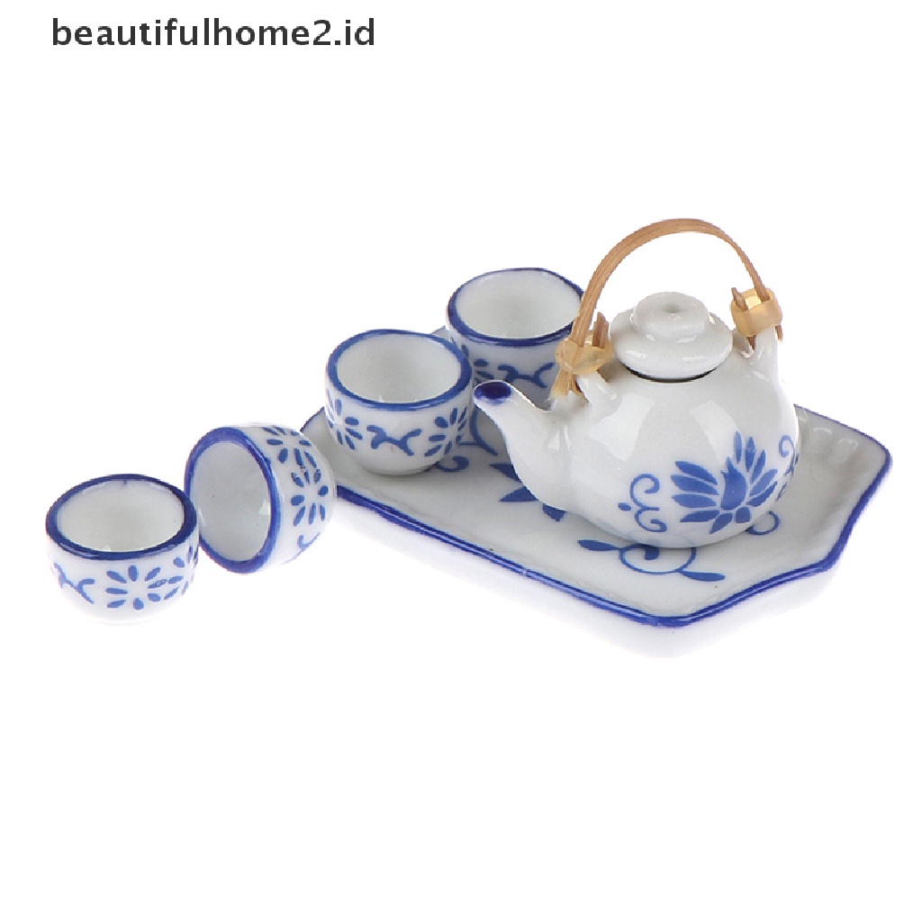 (Beautifulhome2) Buku Literatur Bahasa MandarinId 6pcs / Set Miniatur Teh Porselen Warna Biru Untuk Rumah Boneka