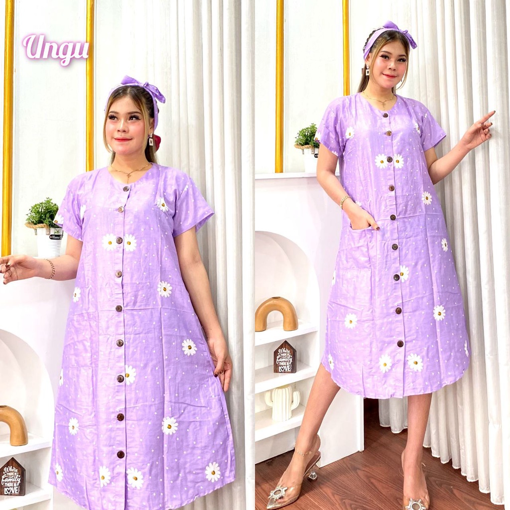 Daster Andin Ikatan Cinta Viral 2022 Full Kancing Busui Bahan Rayon Adem Ukuran Jumbo