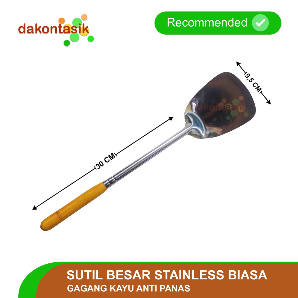 Dakontasik - Sutil Stainless Besar Spatula Pegangan Kayu Anti Panas