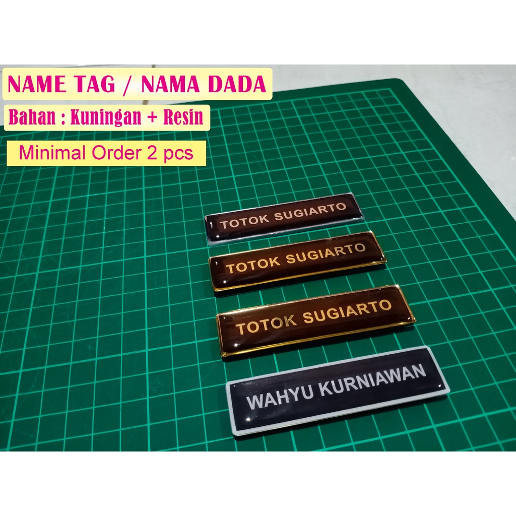

Name Tag Kuningan Resin Akrilik Magnet / Nama Dada / Papan Nama Dada / Nametag