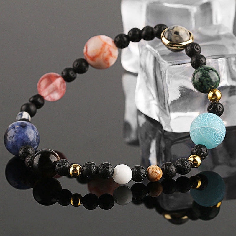 Gelang Batu Akik Desain Tata Surya Universe Galaxy Eight Planets Untuk Pria Dan Wanita