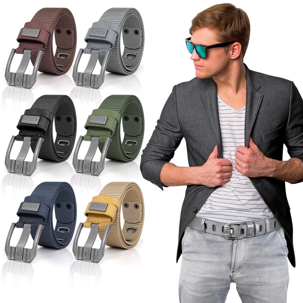 Gesper Ikat Pinggang BLEKHOKPRIA Men Belt Fashion Nylon Kanvas Blek-1