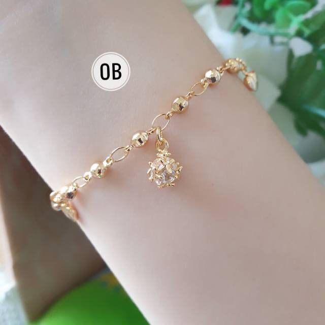 Gelang emas 24k xuping model love kristal nd009