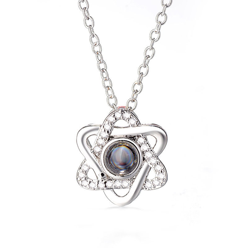 [Ready Stock]Fashion 925 Silver Plated Diamond Six-Pointed Star Pendant Necklace