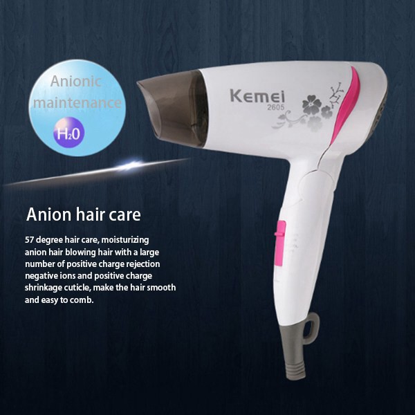 Kemei KM-2605 Pengering Rambut Hair Dryer Hairdryer Travel Lipat Panas Dan Dingin Kemei KM 2605