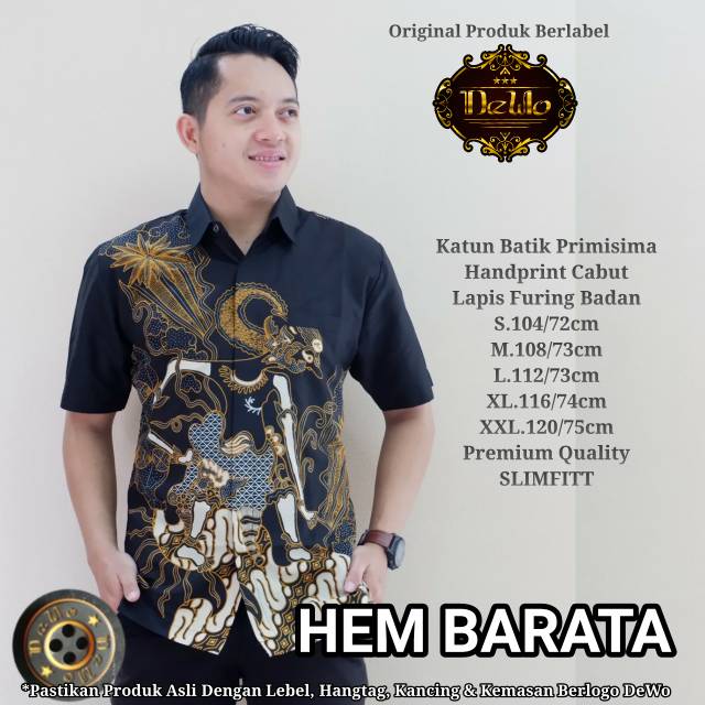 Hem Batik Pria Brata  Bahan Katun Primisima Full Furing Adem Dipakai