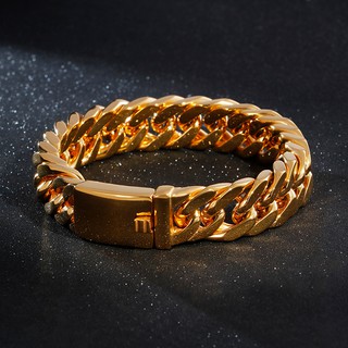 Gelang  Rantai Pria Titanium  Stainless Steel 316L 15mm Gold 
