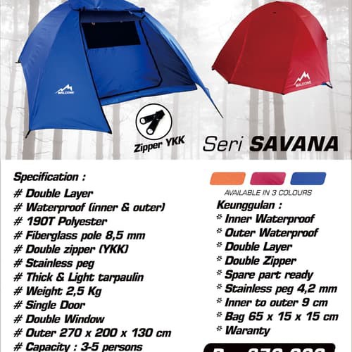 Tenda Malcone Savana Double Layer Kapasitas 4-5P