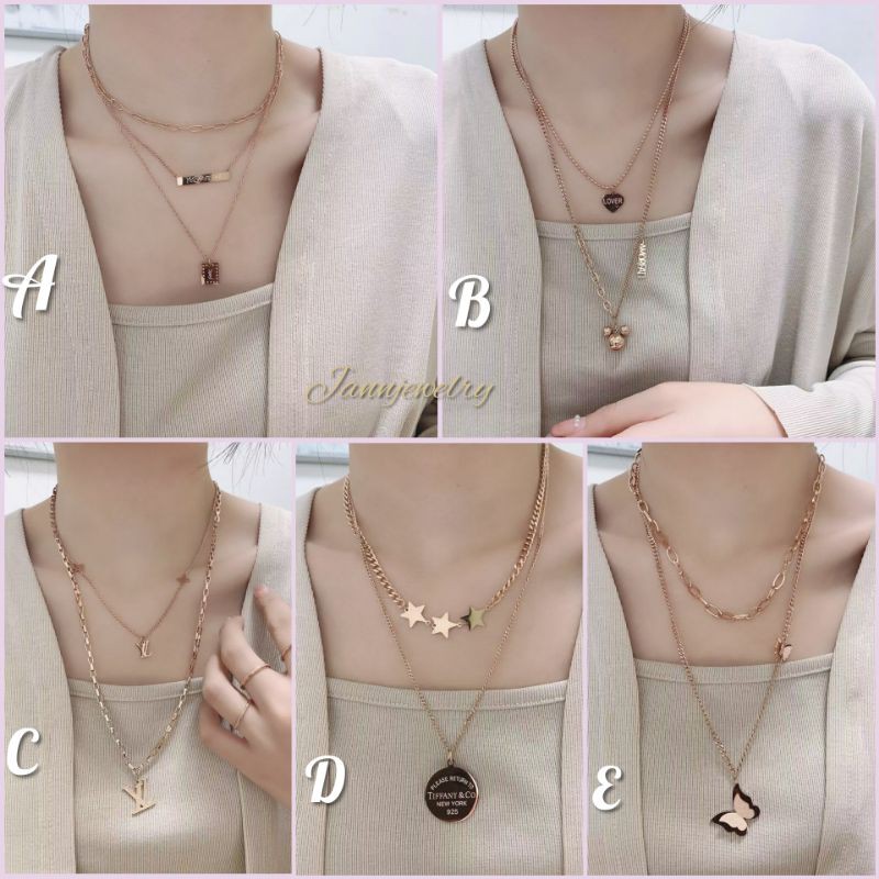 Kalung Titanium Panjang Untuk Hijab Fashion Korea Stylish Anti Karat tidak alergi [KH-28]