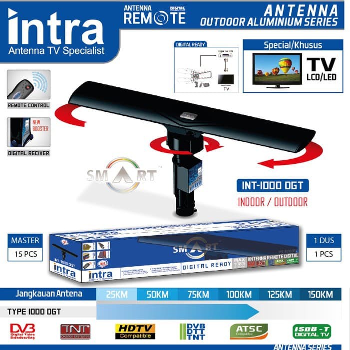 Antena TV Digital Intra INT-1000 DGT Remote Spesialis LED LCD TV