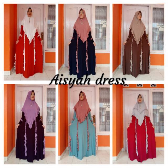 AISYAH DRESS JERSEY BUSANA MUSLIM