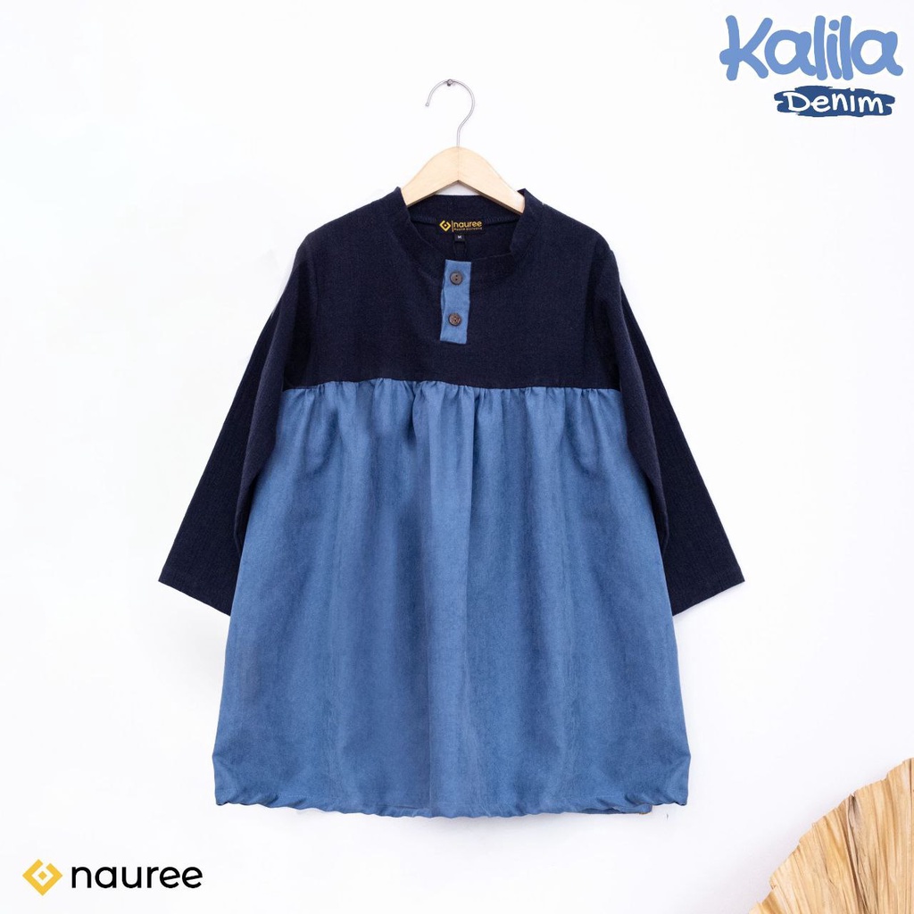 Nauree - Dress Anak Perempuan Kalila Bahan Linen Crinkle dan Baby Coduroy