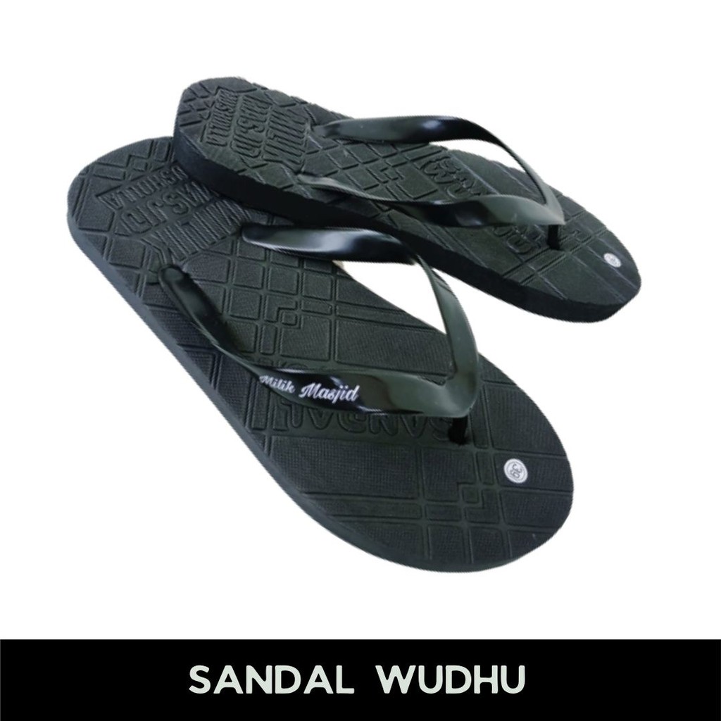 Sandal wudhu emboss Hitam sandal masjid sendal musholla sandal bakiak wudhu  - Raqilla Shop