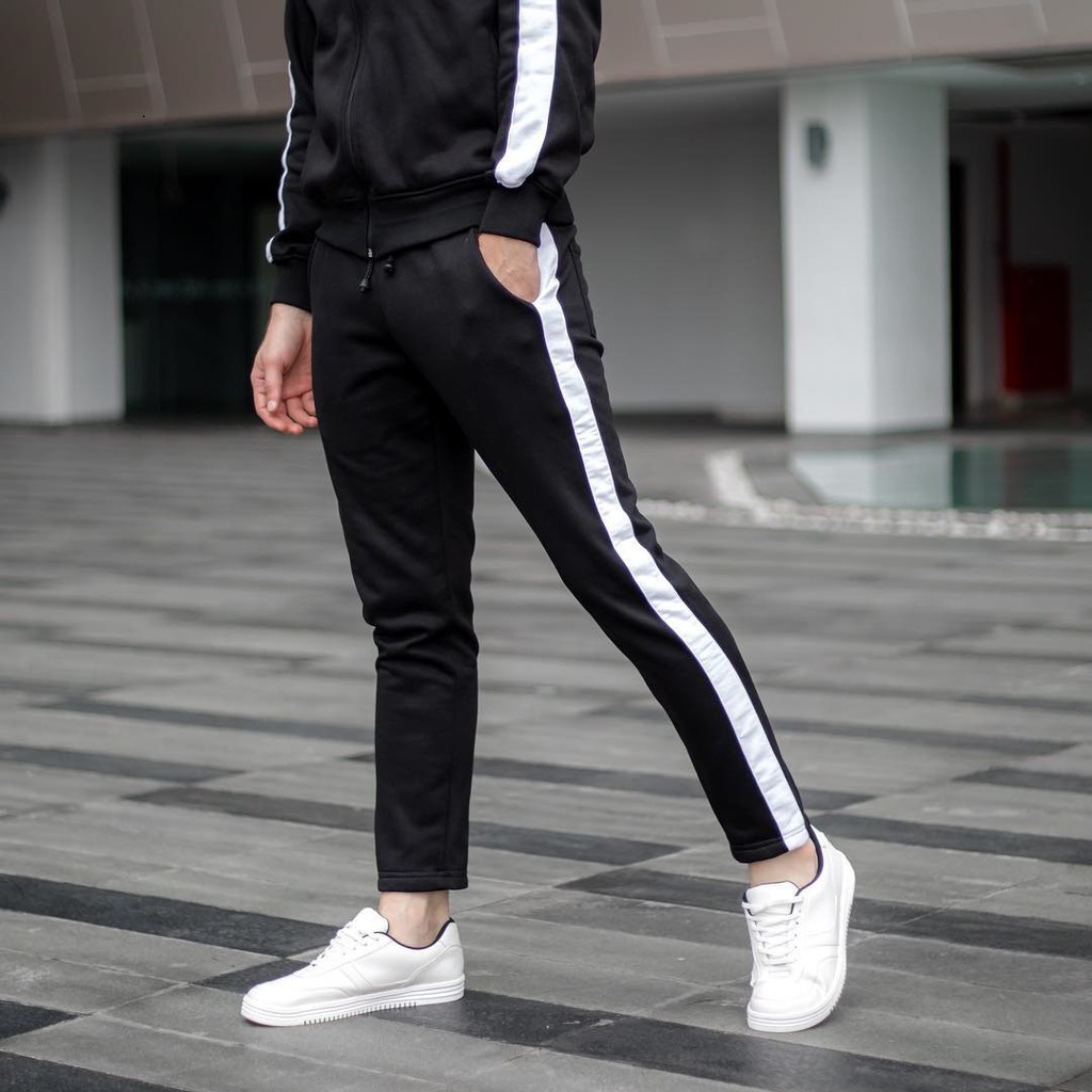 Celana Joger Polos Panjang Sweatpants Lutut Lentur Abu Tua