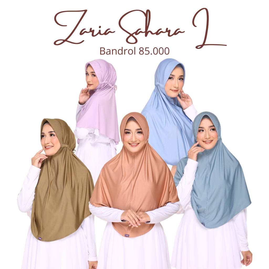 Elzatta Zaria Sahara L Kerundung Jilbab Instan Serut Belakang Bahan Spandex Warna Lengkap